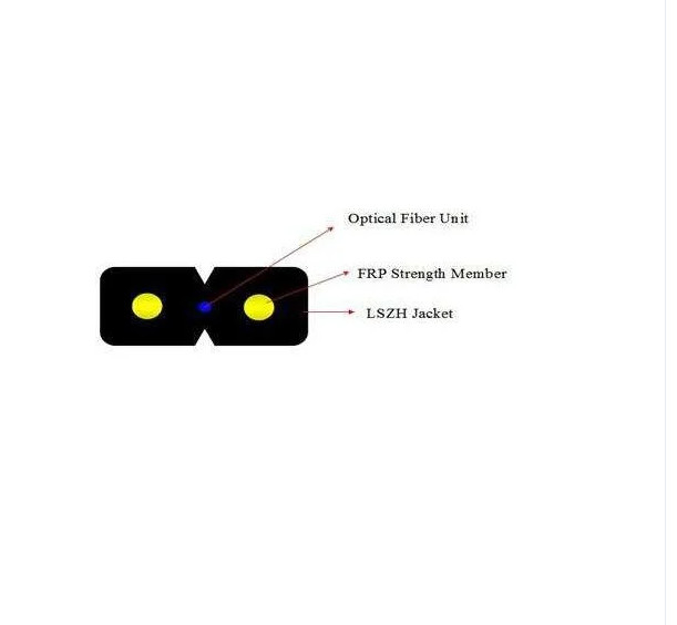 FTTH قطرة كابل الداخلية 1/2 النواة قوس النوع FRP / الفولاذ عضو القوة