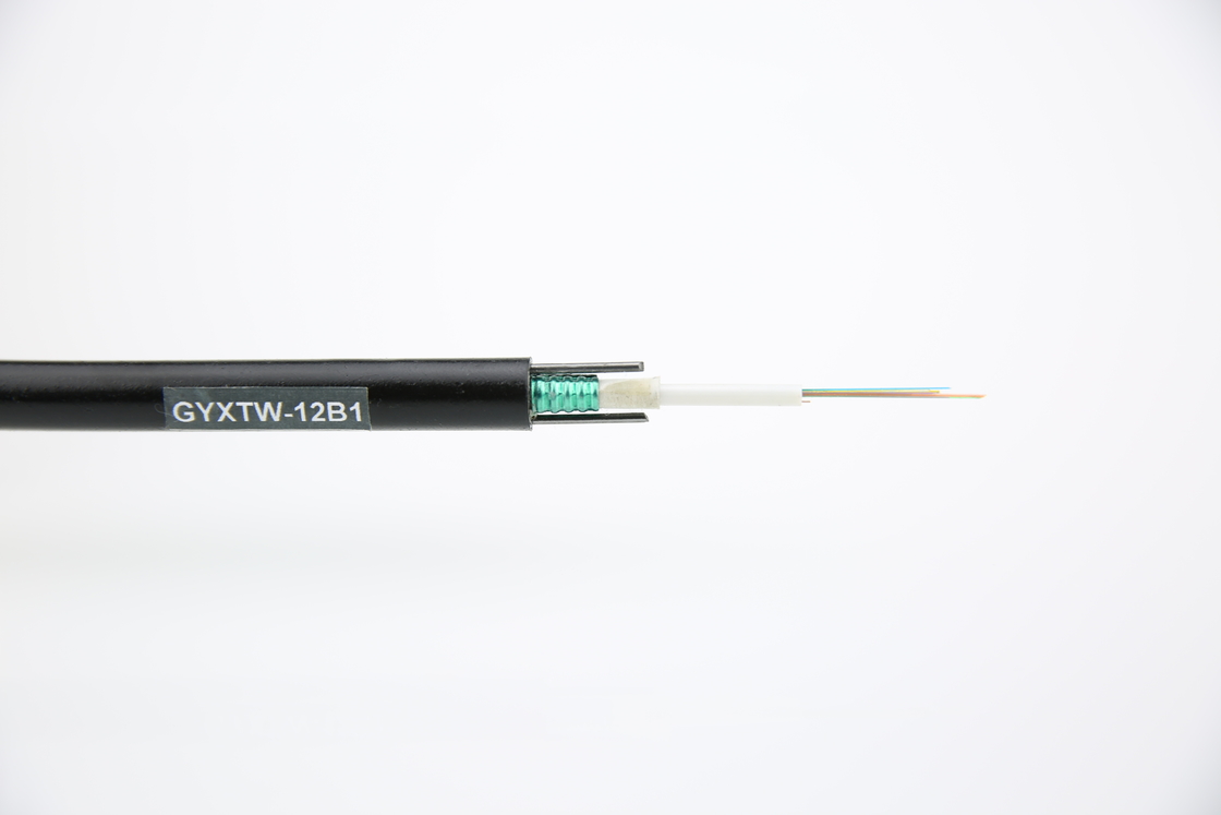 كابل ألياف ضوئية في الهواء الطلق GYXTW 12 Core Uni-Tube Light Aerial Armored Single Mode