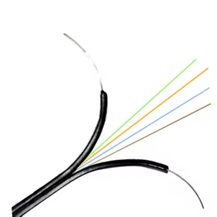 G657A 4 النواة FTTH كابل الألياف الضوئية الكابل المسطح GJXH الفولاذ قوة عضو