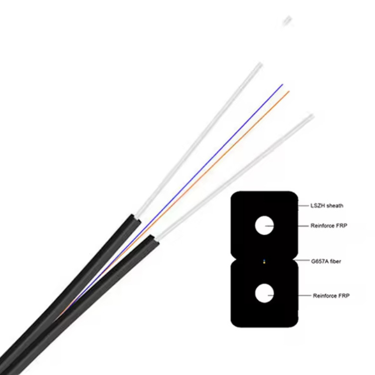 كابل FTTH Drop SingleMode 1-2 Core GJXFH عضو قوة FRP