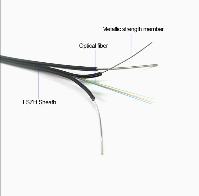 شكل القوس يدعم نفسه كابل قطرة FTTH 4 Core للاتصالات الهاتفية