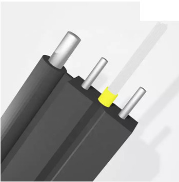 في الهواء الطلق G652D GJYXCH FTTH إسقاط أحادي الوضع كابل الألياف البصرية سلك فولاذي 12 نواة