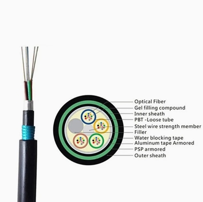 كابل الألياف الضوئية المدفونة مباشرة GYTA53 مع PBT Loose Tube وخسارة العودة ≥50dB للقلب الأداء العالي للشبكة 2-144 قلب